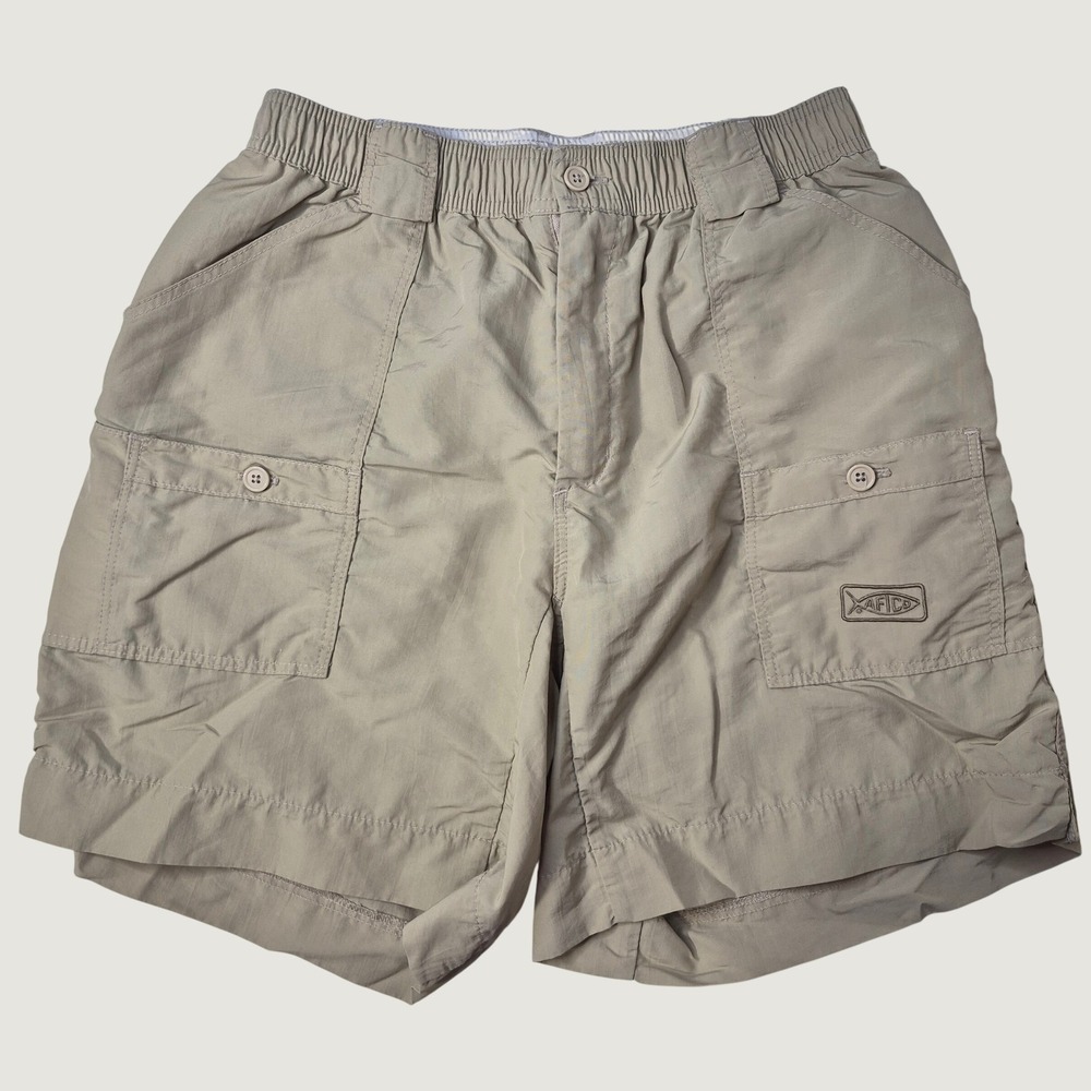 AFTCO Fishing Shorts Mens 34 Gorpcore Nylon M01 Utility Cargo Khaki Tan Outdoor